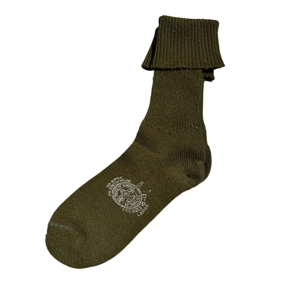 Vintage Boy Scouts of America BSA Olive Green Crew Socks Large 10-13 Mens